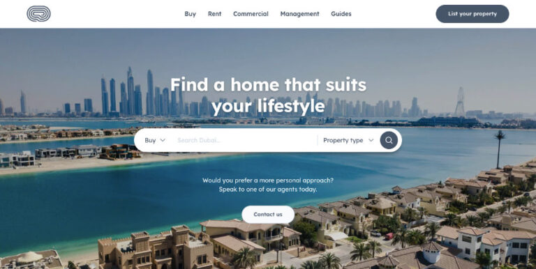 a screenshot of Dubai, a project developed for an easte agents business, designed by Mike Stott